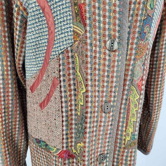 Vintage Wool Blend Blazer Jacket Button Up Plaid Funky Retro Art Print 70s 80s M - Picture 7 of 10